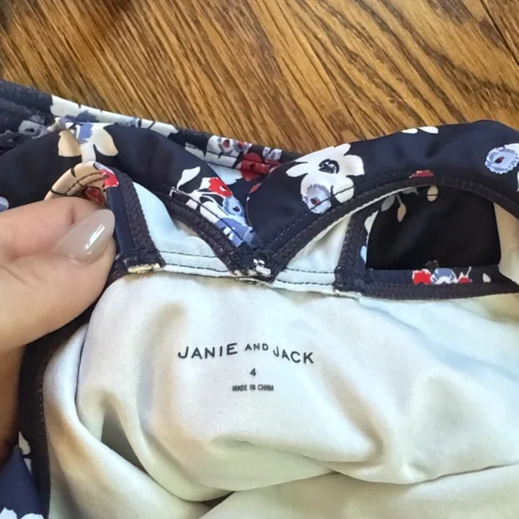 Janie and Jack Navy and Floral Swimsuit Set - Picture 4 of 4